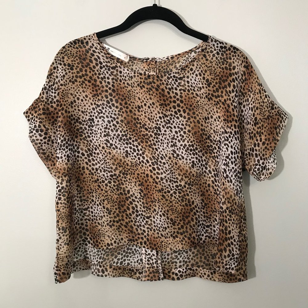3B Nordstrom Cropped Dolman Sleeve Sheer Shirt S